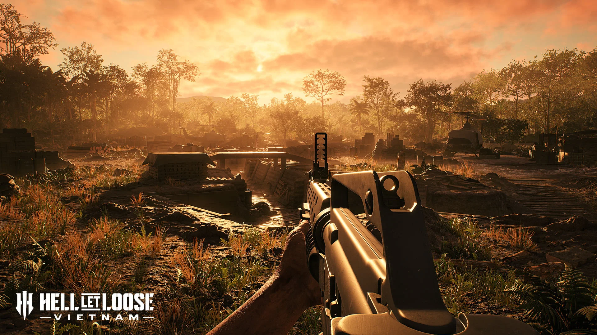 Infantry view across the Thanh Hóa Bridge battlefield at sunset